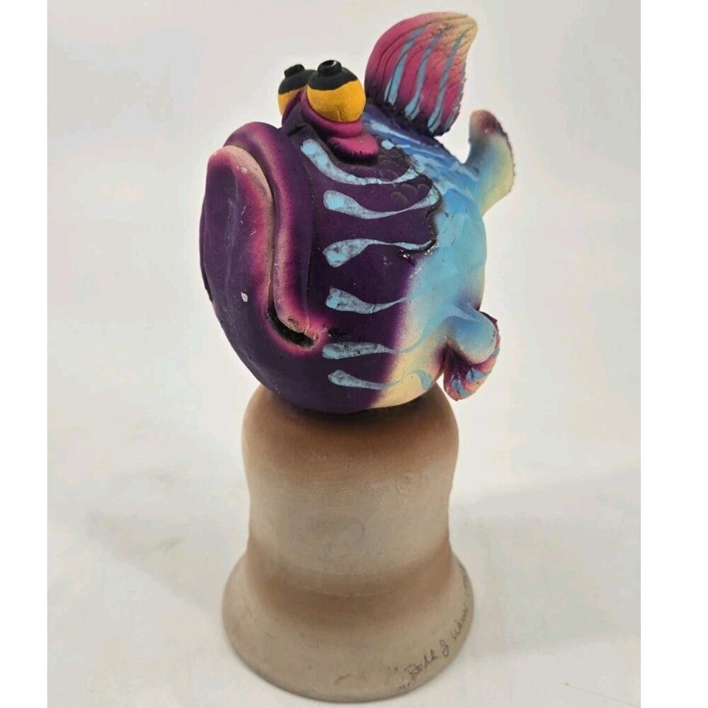 Todd Warner Signed Art Quirky Tropical Fish Sea Life Series Ceramic Bell ***READ